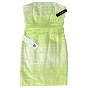 Carmen Marc Valvo Ombre Green White Y2K Sleeveless Mini Dress size 8 NEW Tags